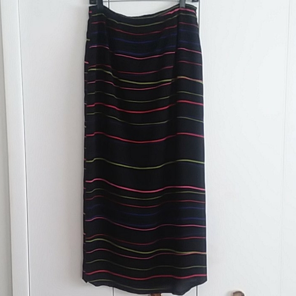 Vintage Judith Hart Collection Striped Wrap Maxi Skirt Size Medium - Picture 2 of 16